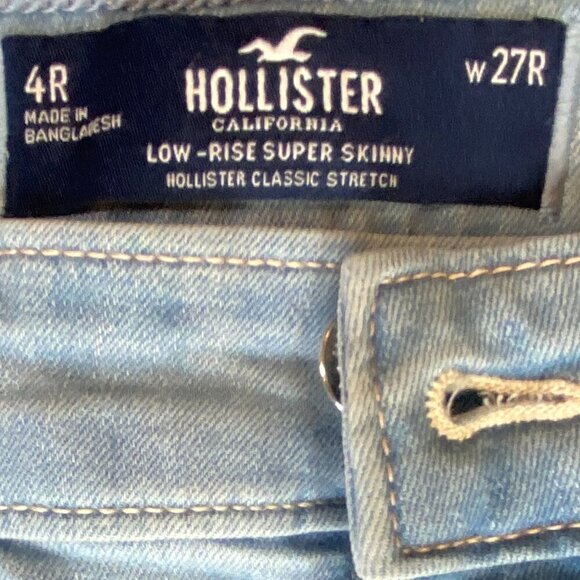 Bundle of  Hollister Sz M Tee Top & Distressed Skinny Jeans 4x27R #86N - Picture 4 of 6